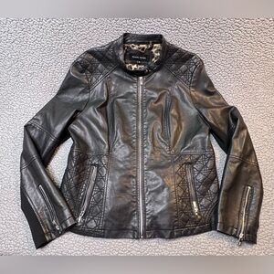 Black Rivet Leather Moto Jacket Womens Size XL Black Long Sleeve Biker Jacket